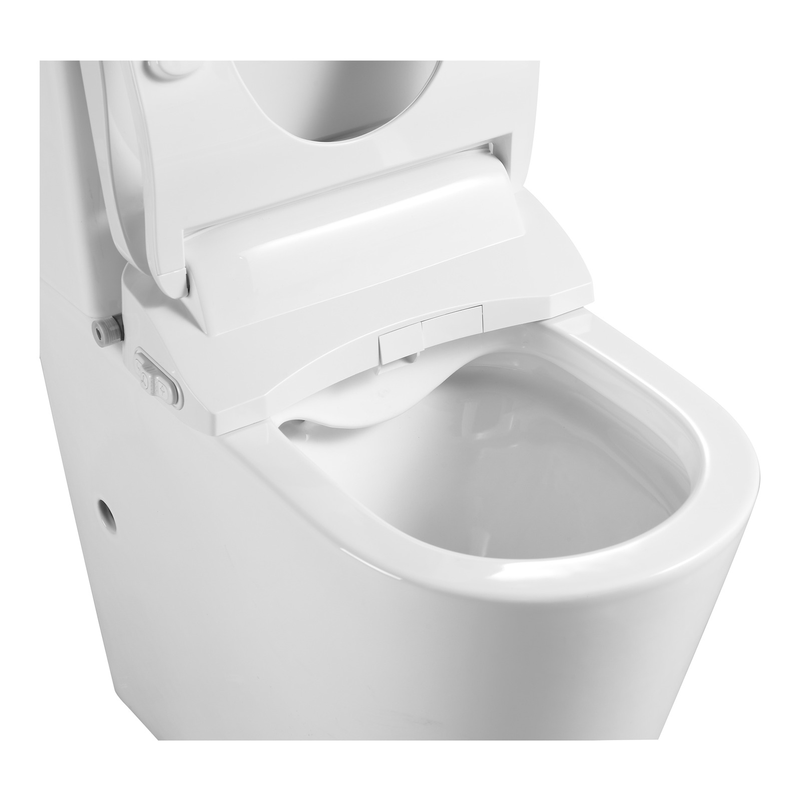 Raised Height Rimless Back to Wall Toilet Suite with Smart Bidet Seat