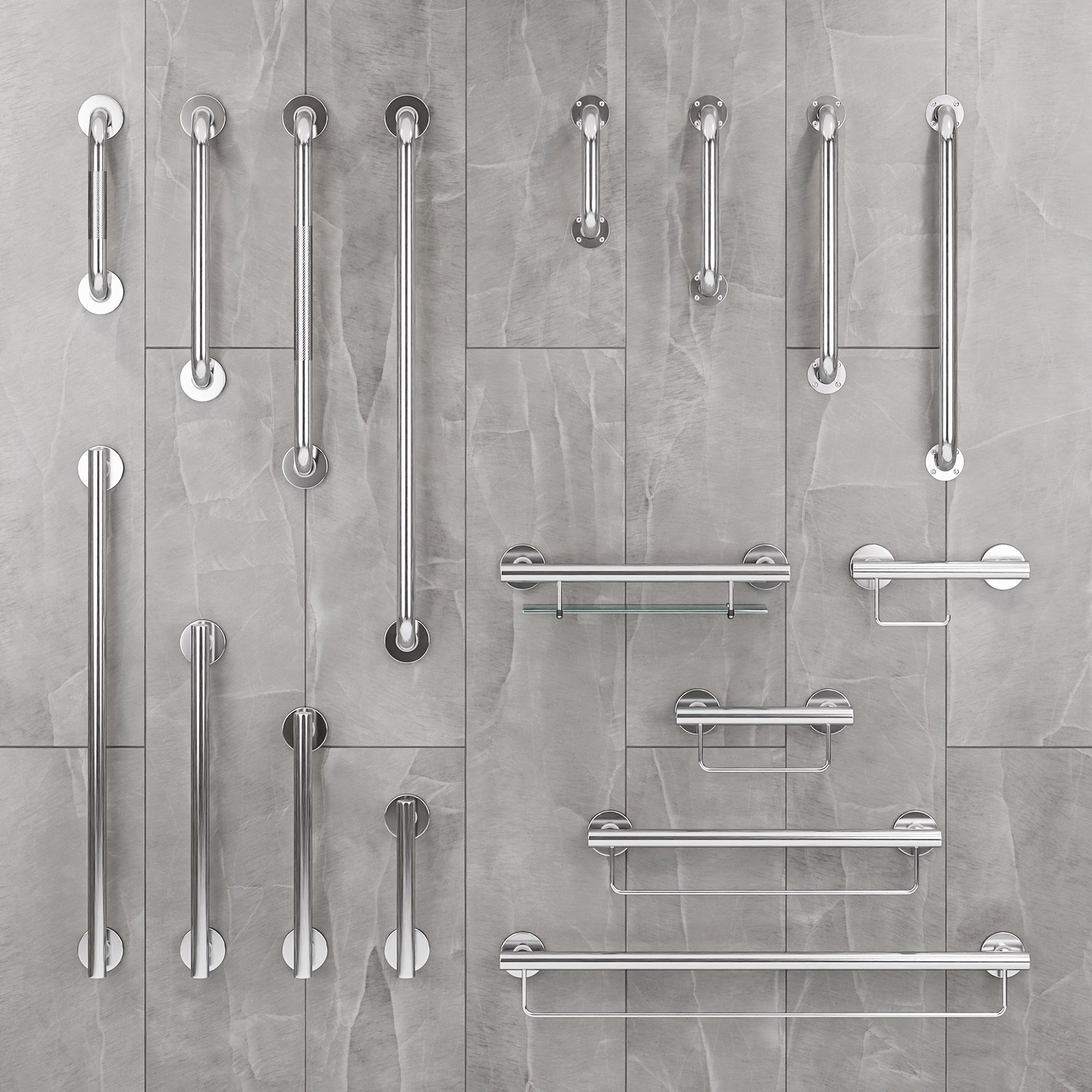 Toilet Roll Holder Grab Rail - Polished Stainless Steel - evekare